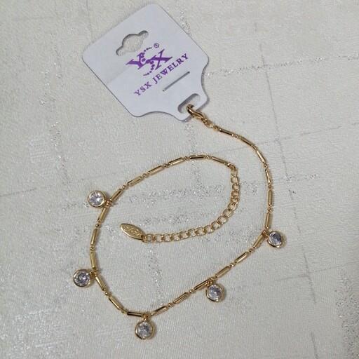 پابند نگین دار از برند معروف YSX با رنگ ثابت و با کیفیت در زیور آلات زرسان گالری